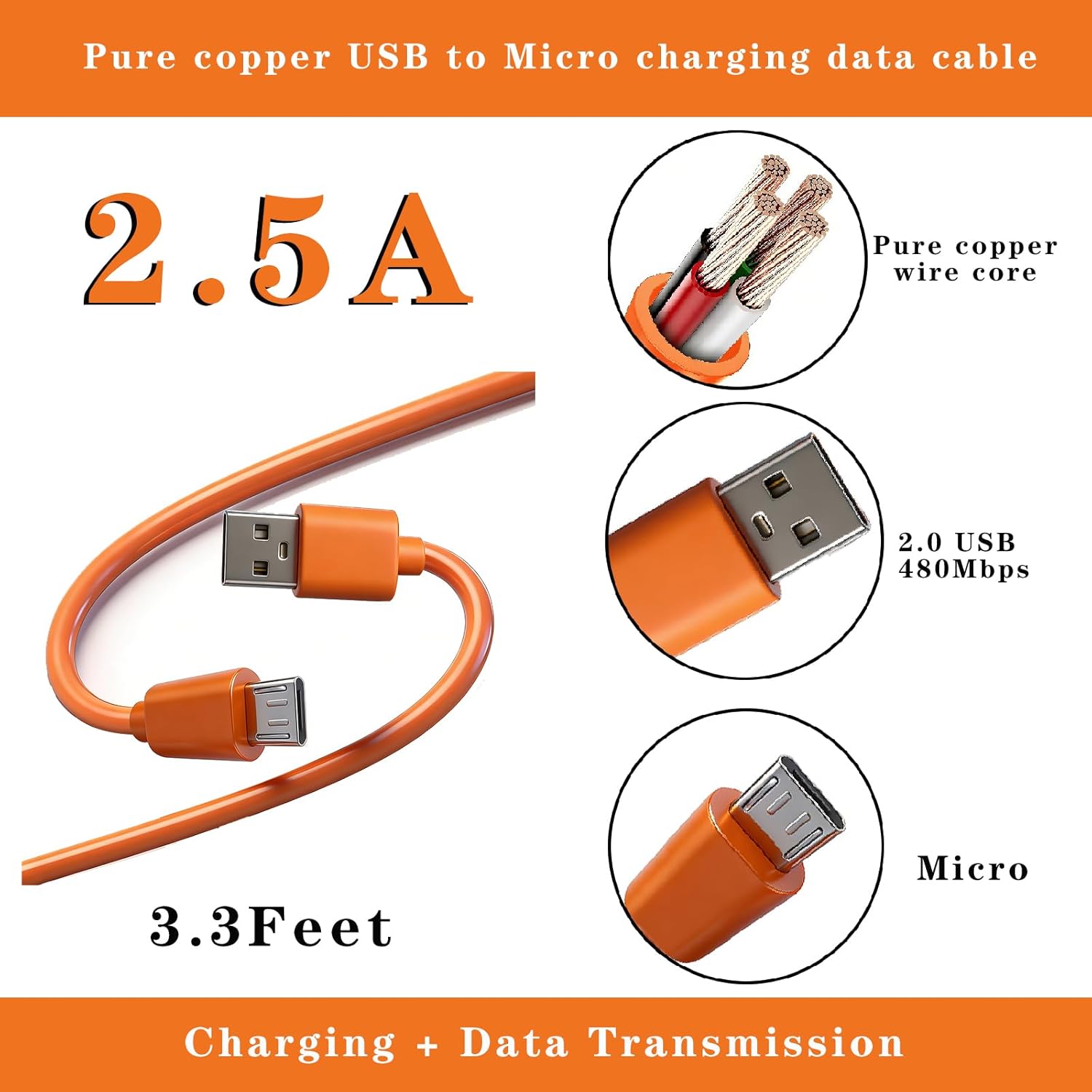 Charger for ADT/Ring/Aiwit Doorbell Camera, Charging Cable Cord with Power Adapter