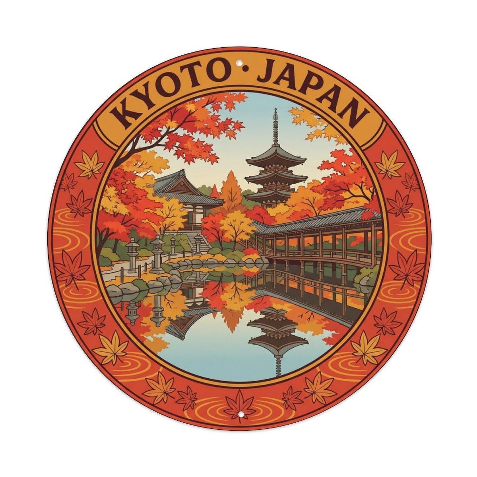 Kyoto Eikan Do Autumn Temple Travel Heritage Landmark Metal Tin Sign