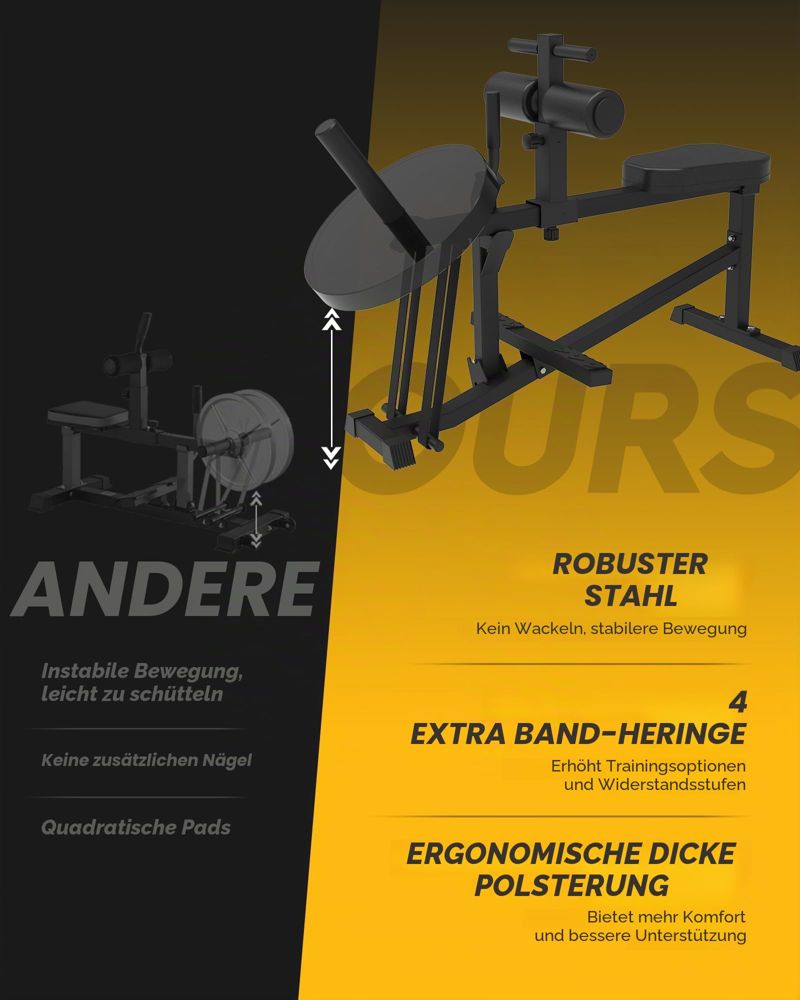 GuuG Wadenmaschine Wedentrainer Wadendehner Sitzend: Beintrainer im Sitzen für Zuhause Kraft-Beintrainer Bein Trainingsgerät Training Seated Calf Raise Machine Schwarz