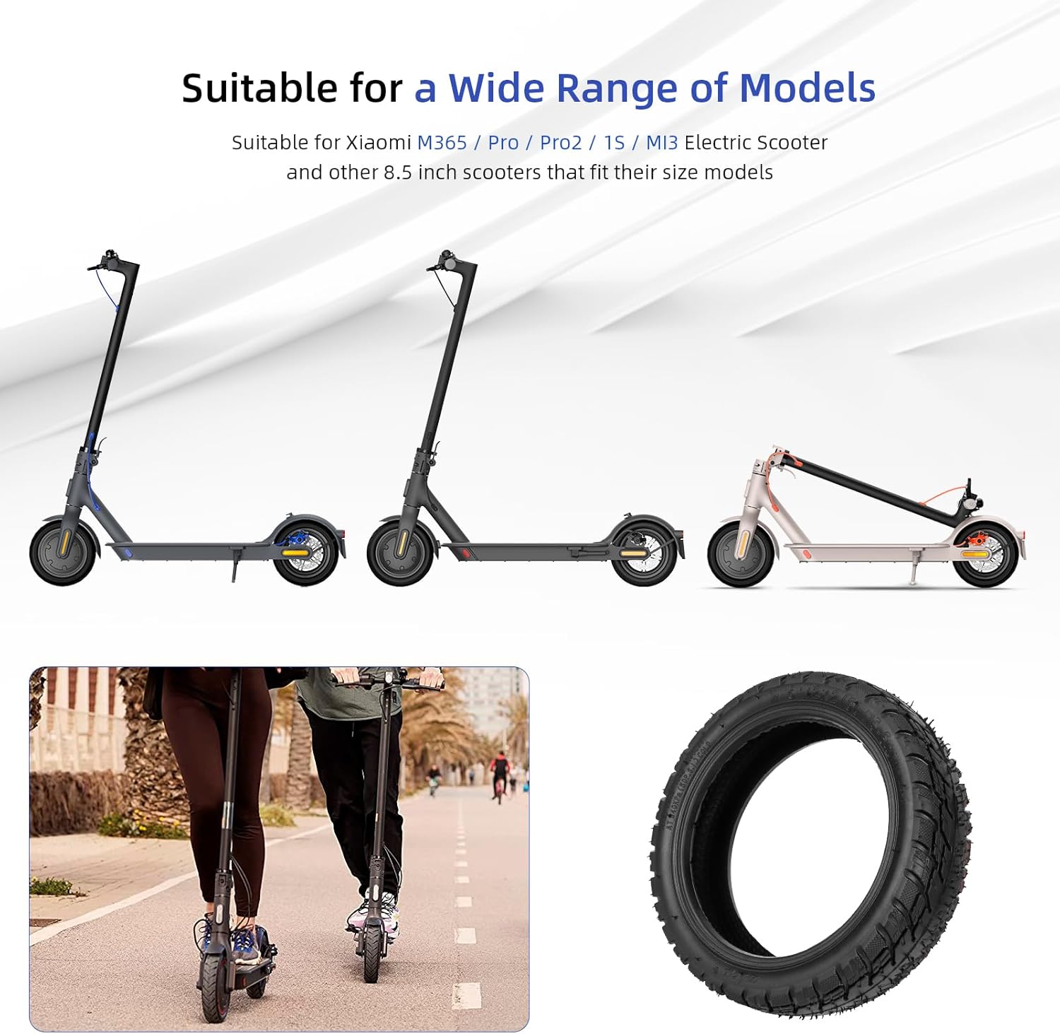 ulip (2-Pack) 50/75-6.1 Off-Road tubeless scooter tire with valve 8 1/2x2 Front and Rear Wheels Replacement for Gotrax GXL V2 Hiboy S2 Xiaomi M365 Pro Pro2 1S MI3 and 8.5 inch Scooters