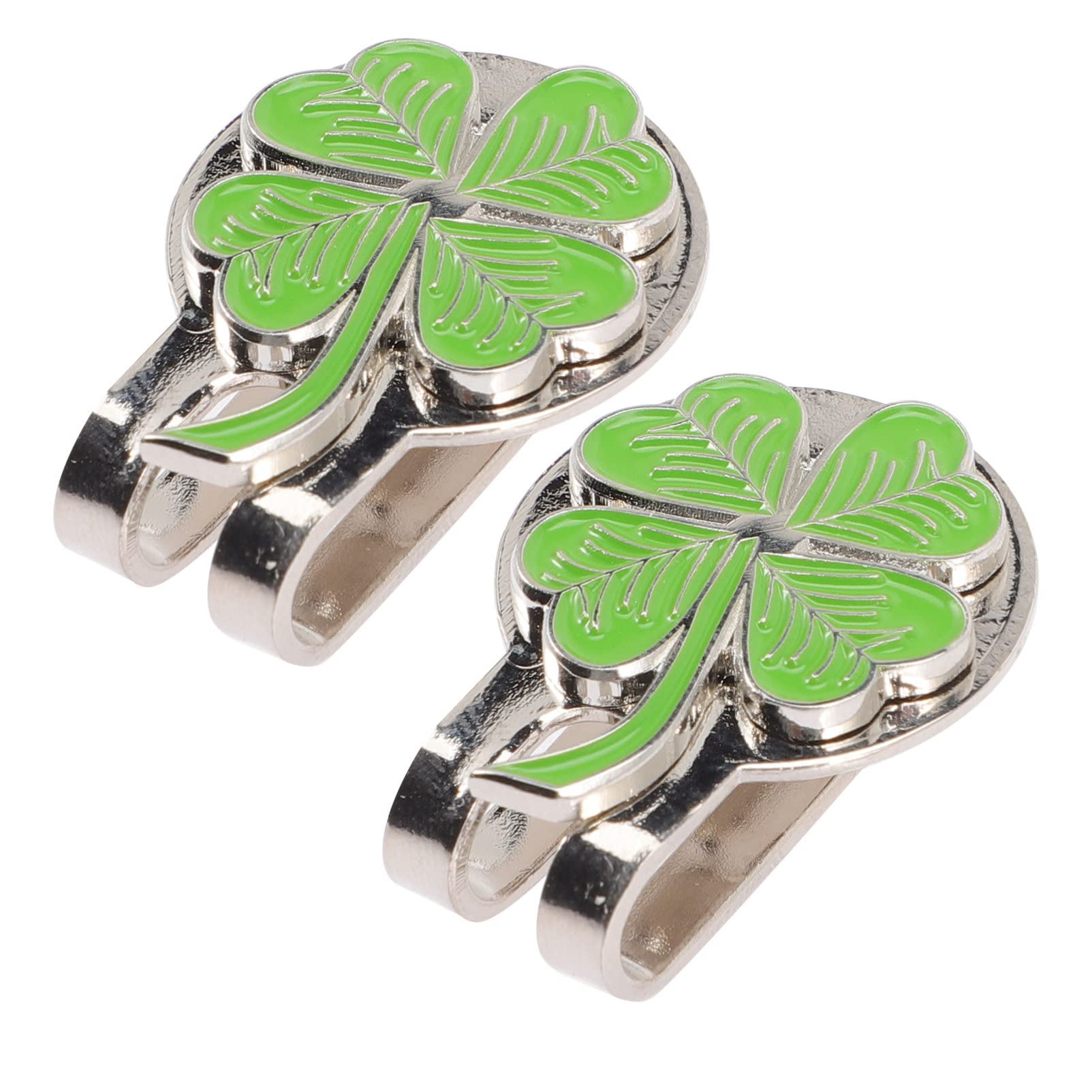BESPORTBLE 2pcs Clovers Golf Hat Clips Ball Marker Holder Golf Cap Clip Magnetic Golfs Ball Markers for St. Patricks Day Men Women Golfer Gift Golfing Accessory
