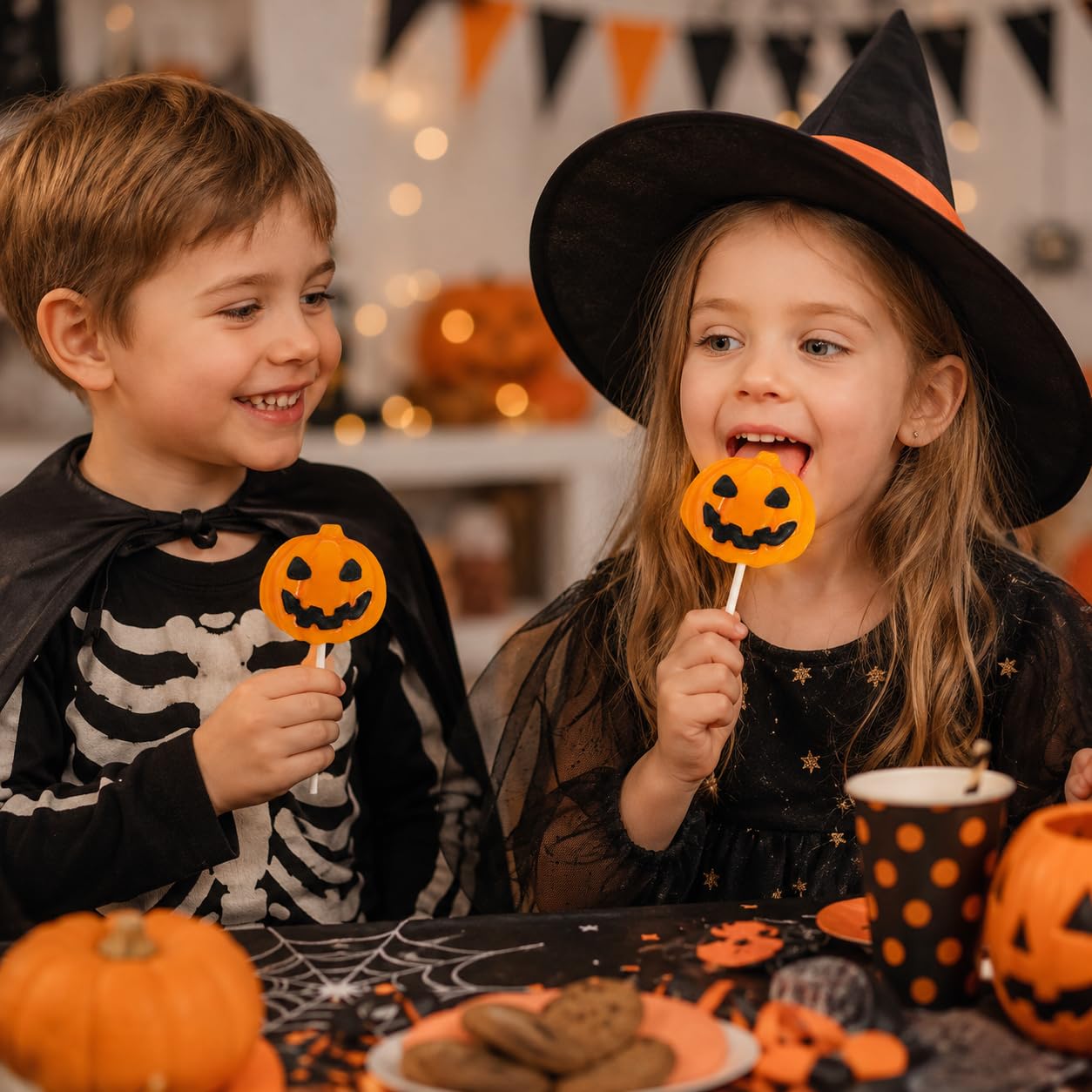 Dulces de piruletas de calabaza de Halloween, dulces espeluznantes, ideales para rellenos de bolsas de regalo de Halloween, envueltos individualmente (paquete de 12)