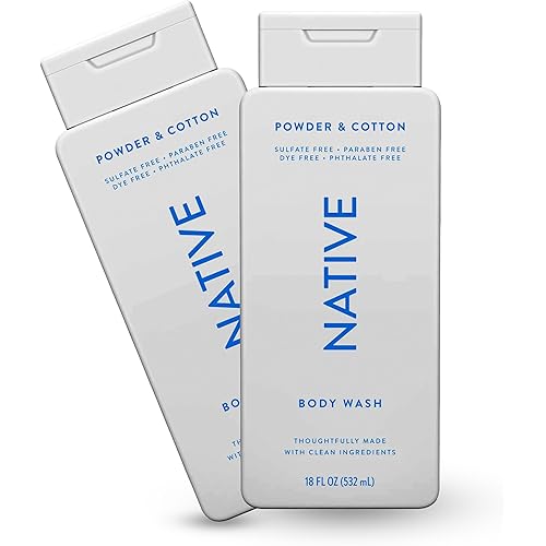 Native Body Wash for Men & Women, Seasonal | Sulfate, Paraben, and Dye Free, with Naturally Derived Clean Ingredients Leaving Skin Soft and Hydrating, Powder & Cotton 18 oz
