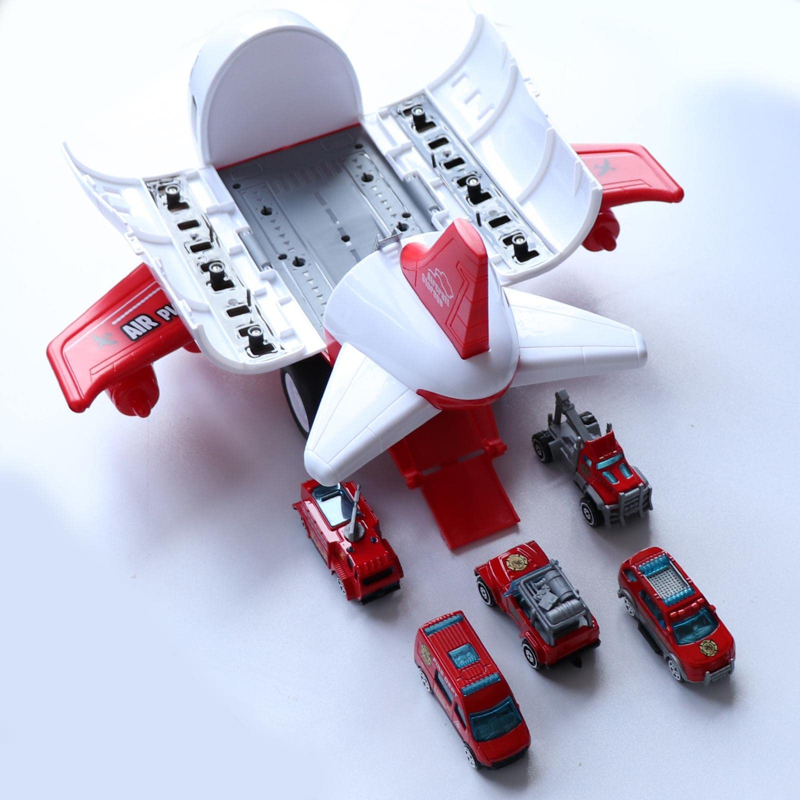 MagiDeal Aereo Passeggeri Giocattolo Grande Inerzia Portacarri Veicoli Alloy Adatto per Trasporto Giocattoli Gioco Bambini Esposizione Casa Collezione, Rosso 6 Antincendio Camion