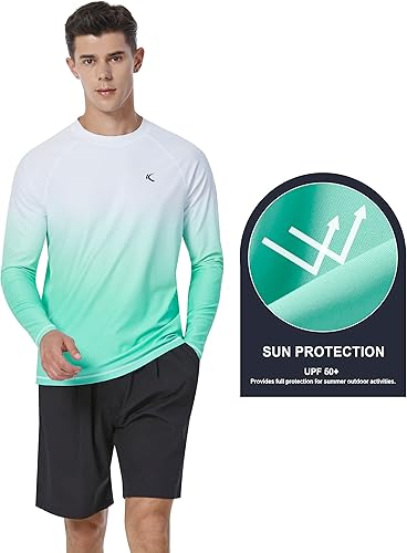 Miniatura 4 de Camiseta de protección solar para hombre UPF 50+, camiseta de natación con protección UV solar, secado rápido, manga larga, camiseta de playa para