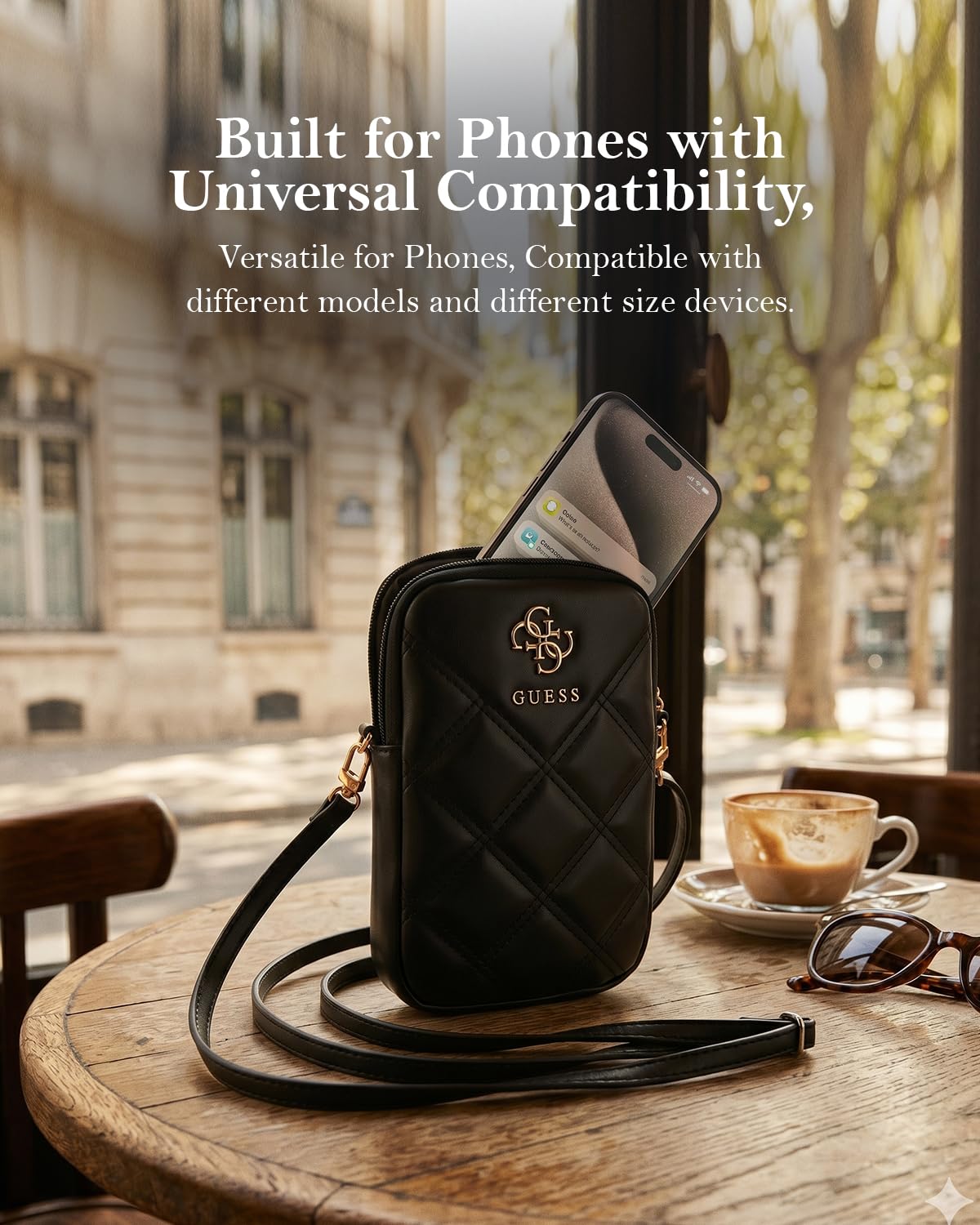 Guess Zip Quilted 4G Handtasche (Schwarz)