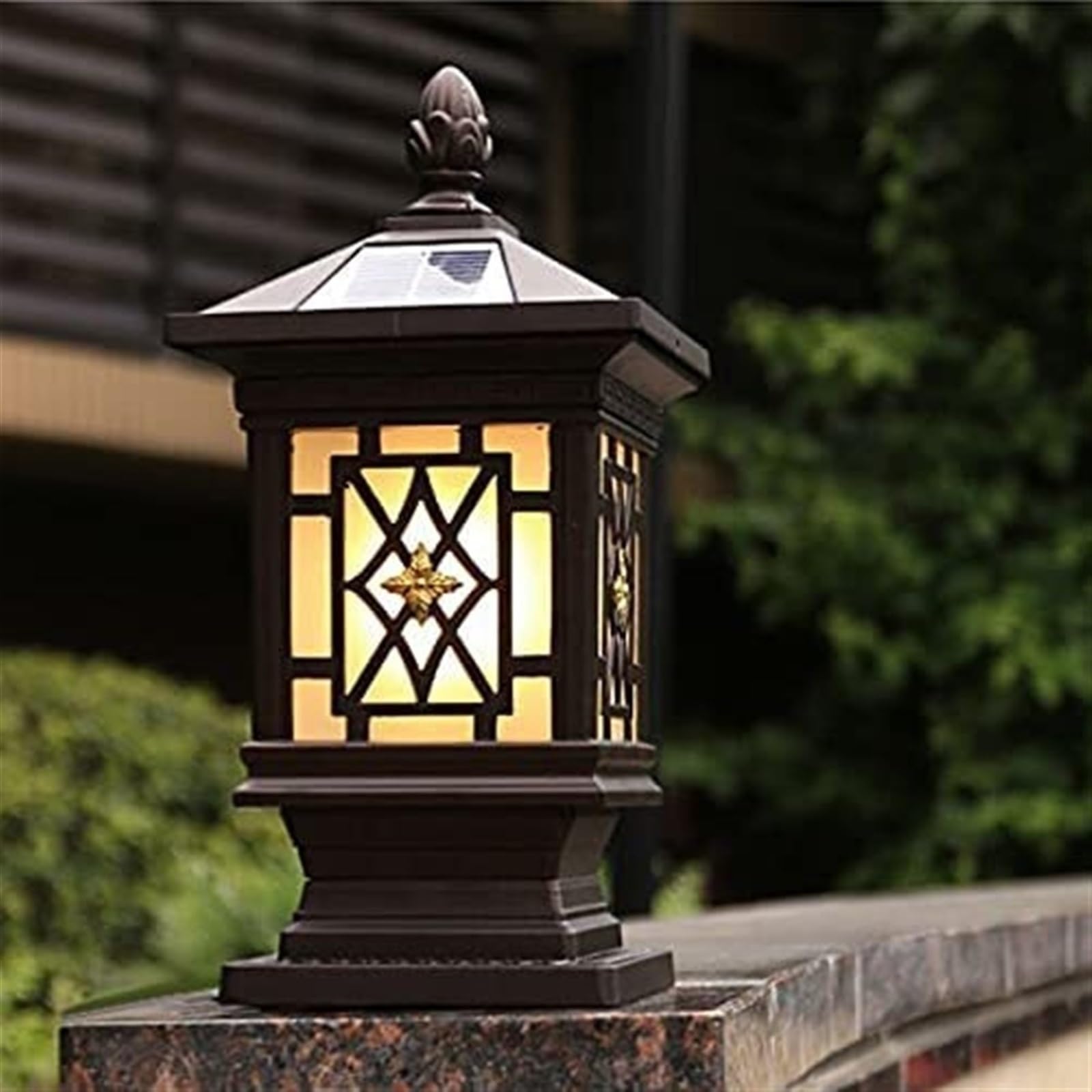 Prostokątne solarne lampy ogrodzeniowe na zewnątrz, kolumna LED do ogrodu, na taras, patio lub podwórko, krajobraz, latarnia filarowa (biała)