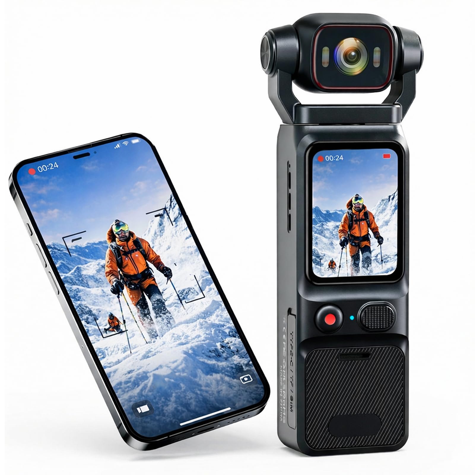Denash Caméra Vlog 1080p, Cam avec Stabilisation Numérique et écran 1,69 Pouces avec Objectif Rotatif à 180°, Caméscope avec Stabilisation Gyroscopique à 6 Axes pour Vidéos en Extérieur pour Vlogging