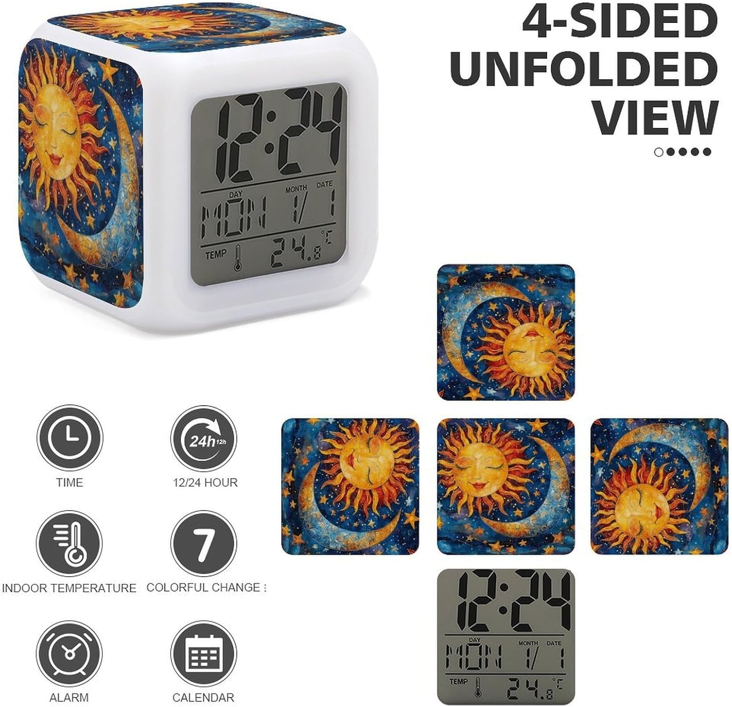 Sun and Moon Digital Alarm Clock Alarm Clock for Bedroom image 3