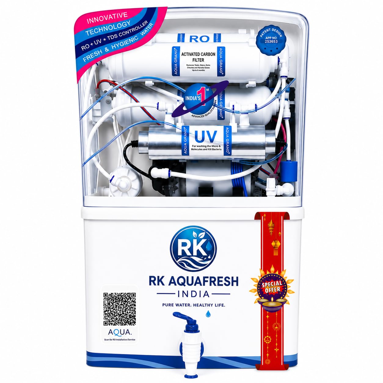 Rk Aqua Fresh India Alpha Pro Ultra Alkaline++(RO+UV+UF+COPPER+ZINC+CALCIUM+TDS ADJUSTER)Best For Home/Office Purpose | 15LPH | 12litrs Maintain By Rk Aquafresh-picture-10