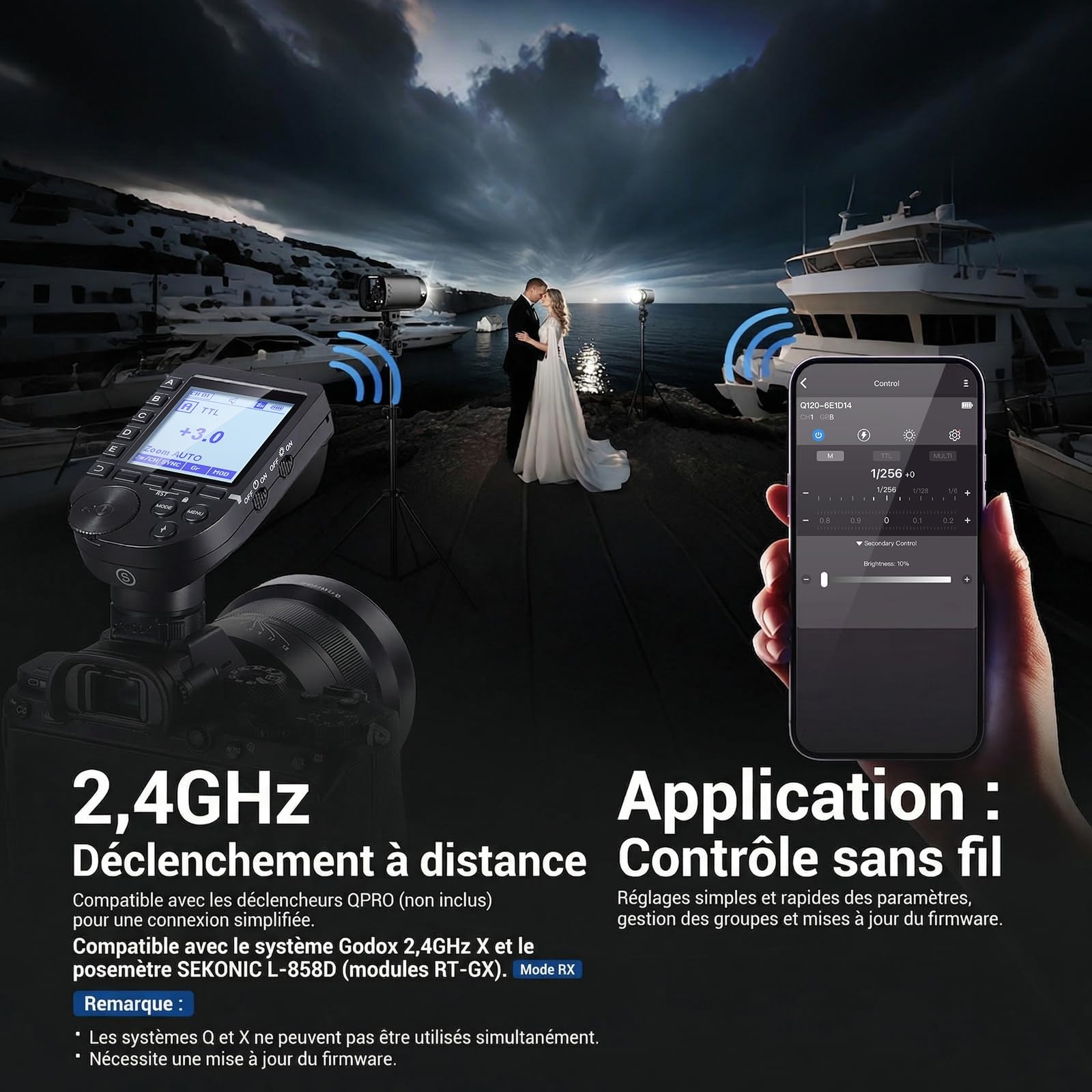 NEEWER 120Ws 2,4G TTL Flash Stroboscopique Extérieur, Flash Monobloc Portable de Studio HSS 1/8000s avec Lampe Pilote,Batterie 3000mAh, 420 éclairs,Temps de Recharge de 1,5s, pour Photo et Prise, Q120