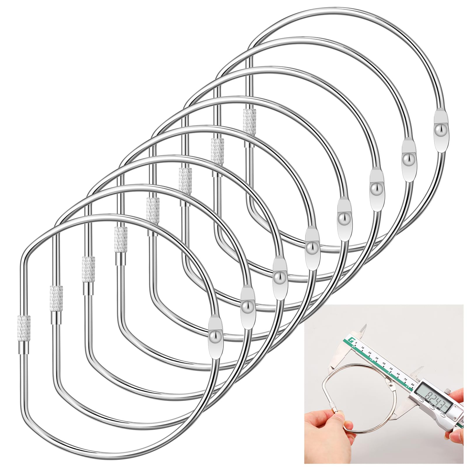 Dunzoom 8 Pcs 3 Inch Loose Leaf Binder Rings Lager Metal D-Shaped Rings — image 1