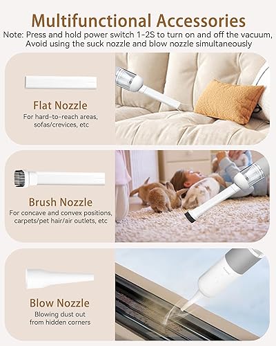 Miniatura 5 de Smerkod Aspiradora de automóvil con succión fuerte de 9000 Pa, aspiradora de mano y plumero de aire 2 en 1, mini aspiradora inalámbrica recargable