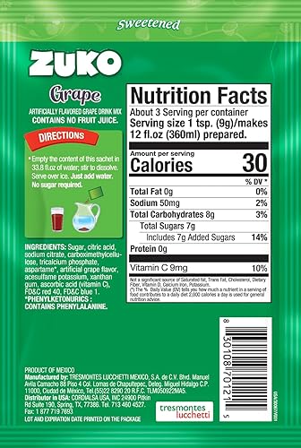 Miniatura 10 de ZUKO Mango - Bebida instantánea en polvo, 24 bolsas individuales de 0.9 onzas, no necesita azúcar (paquete de 2)