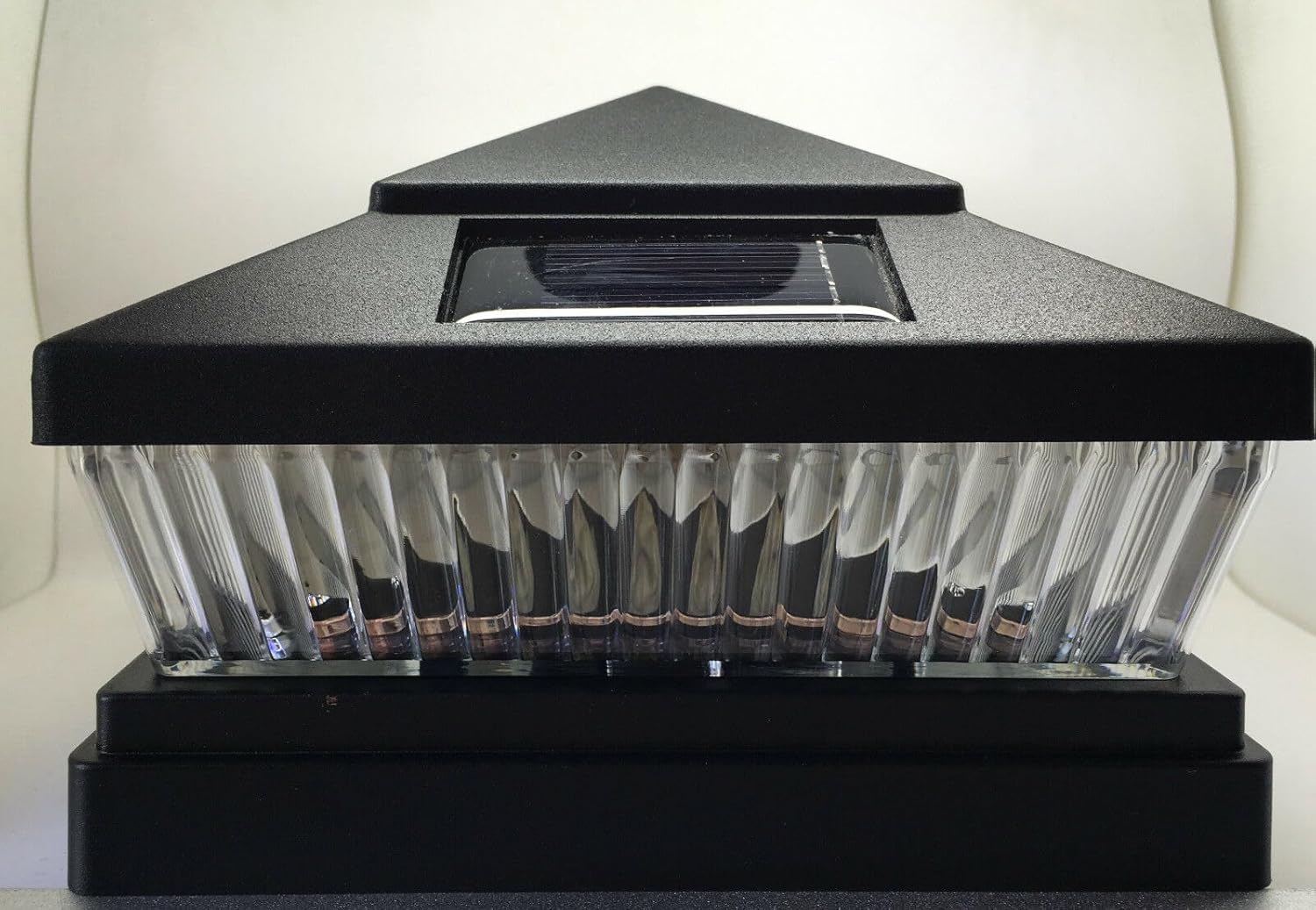 2 Pack Solar Square Top Pointed Post Cap Lights with Optional 6x6 or 5x5 or 4x4 Adapters with Custom Colors (Hammered Black, 5x5)