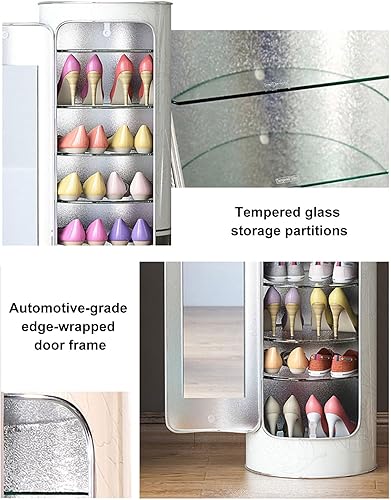 Miniatura 6 de Zapatero giratorio ajustable, zapatero giratorio de 360 grados con puertas de adsorción, zapatero circular giratorio, zapatero organizador circular