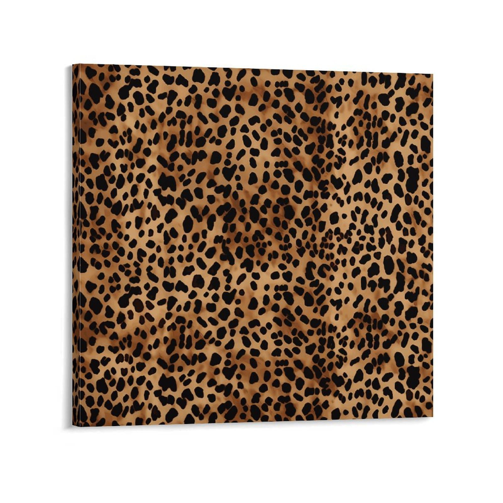 KLOPH Leopard Patterned Wallpaper Canvas Wall Art for Living Room 08x8inch Modern Artwork Painting for Bathroom Hanging Canvas Prints Aesthetic Wallart for Bedroom Kitchen Office Wall Decor