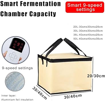 Three-layer Thickened Dough Proofer, Sourdough Dough Proofing Box Electric, Insulation/Preservation, for Making Bread, Yogurt, Natto,Pizza Making, 9-speed Adjustment,20L