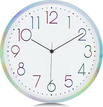 Lafocuse 12 Inch Cool Silver Wall Clock for Living Room Decor, Silent Analog Wall Clock Battery Operated for Kitchen Bedroom