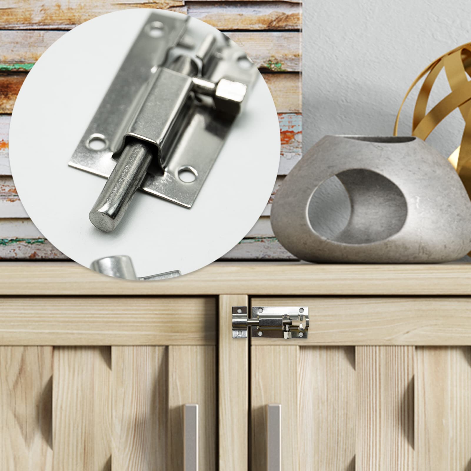 2 Pack Stainless Steel Sliding Bolt Latch Lock, 2 Inch (Silver), Door Bolts Lock Latch,Resistant Small Plate Latches For Securing Internal Doors For Bedrooms, Bathrooms, Cupboards And Storage Units - View #4