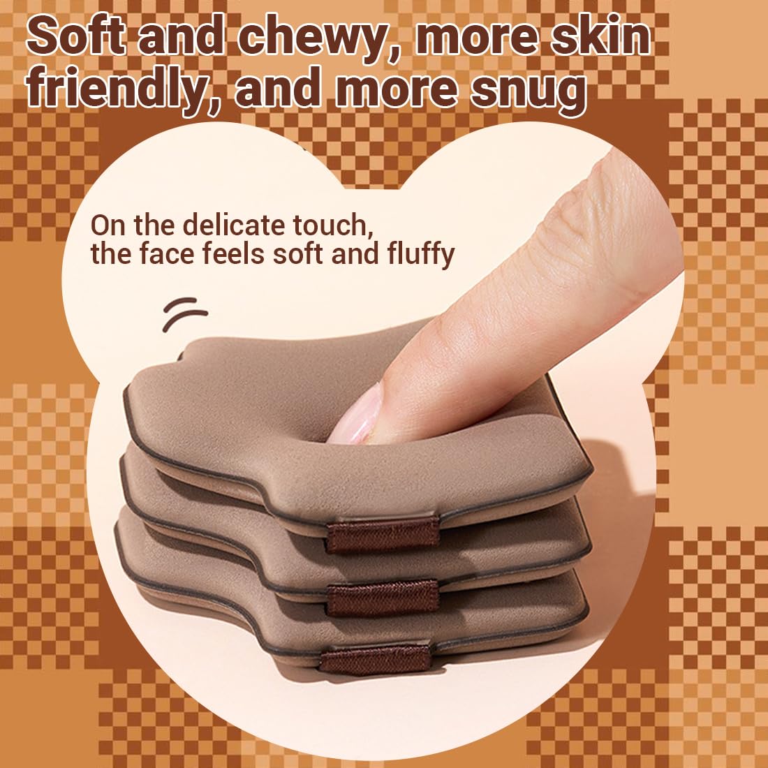 Piumini da Cipria, 6 pezzi, Chocolate powder puff, Wet and Dry Foundation Sponge Cushion Puffs, Tamponi per Cipria, Adatto per Cipria, Fondotinta, Blending, Concealer, per il Corpo Morbido