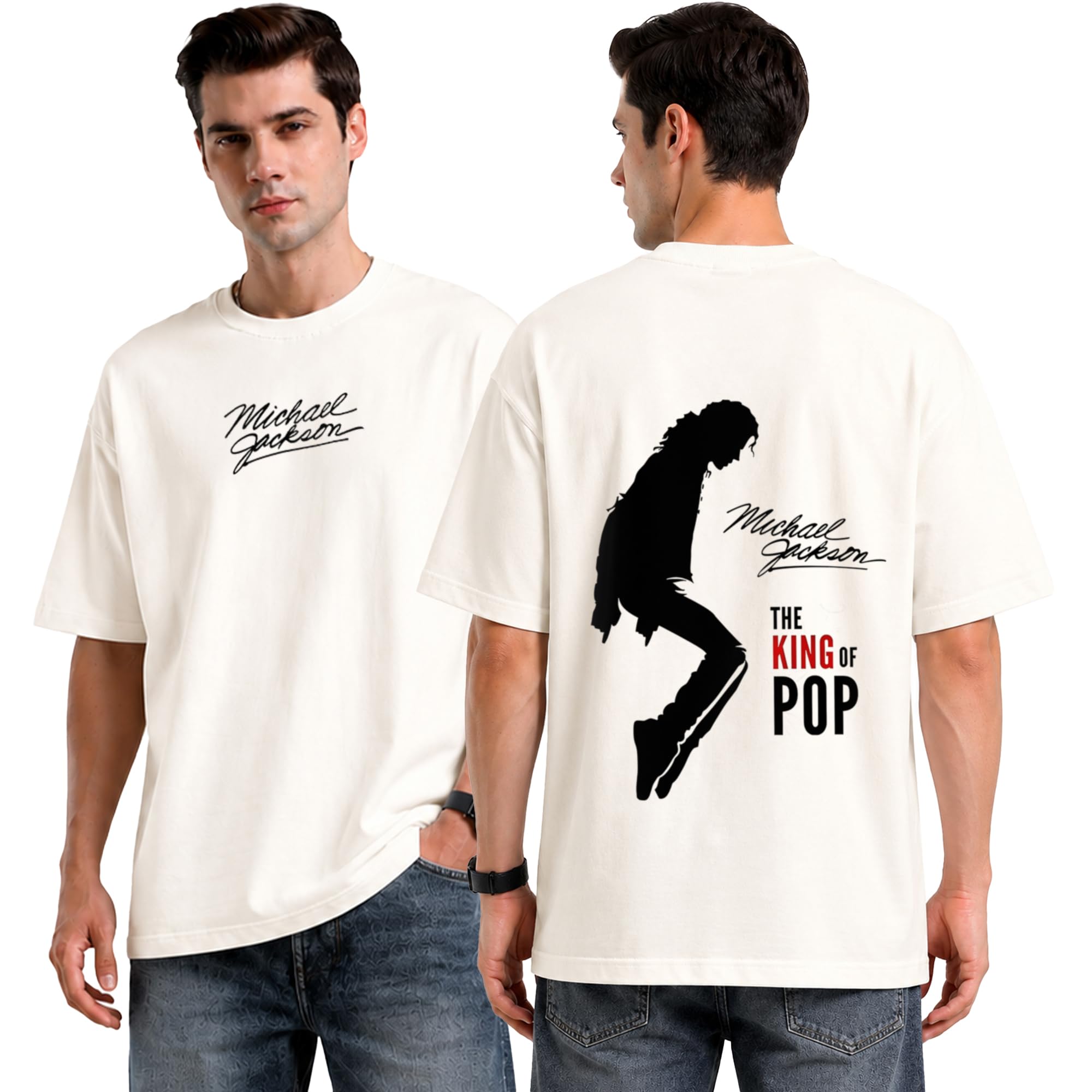 Michael Jackson Oversized OffWhite Tshirt for Men and Women MJ Drop Shoulder Unisex Cotton Baggy Loose Fit T-Shirts-picture-17