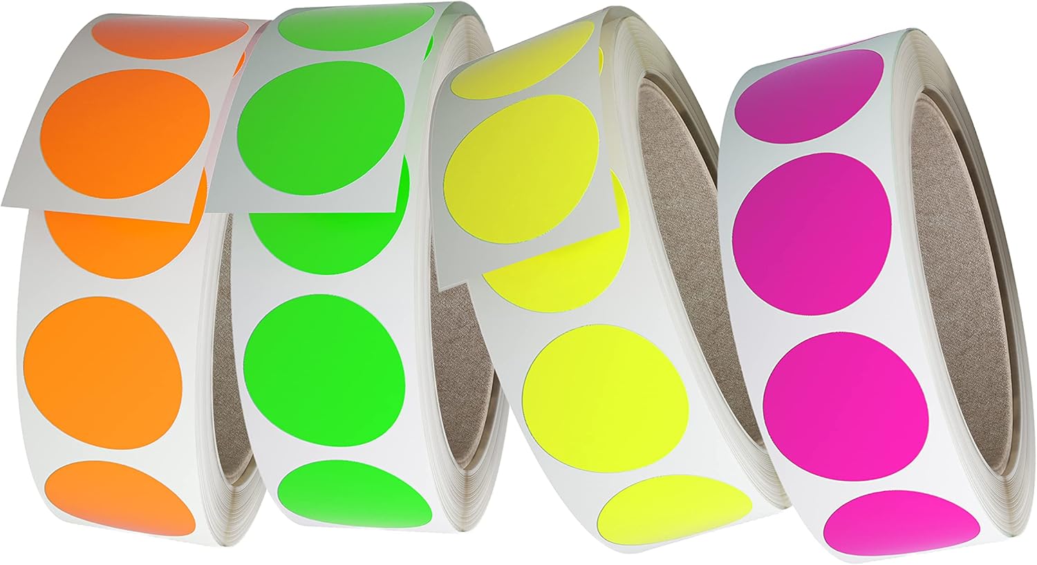Royal Green 1.25 inch / 30mm Dot Stickers - Color Coding Label Rolls for Marking & Labeling in Green, Pink, Red and Yellow (4 Rolls - 4000 Pack)