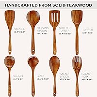 Vista 3 de Zulay Kitchen - Cucharas de madera premium de 8 piezas, acabado liso, madera de teca natural, antiadherentes, hechas a mano