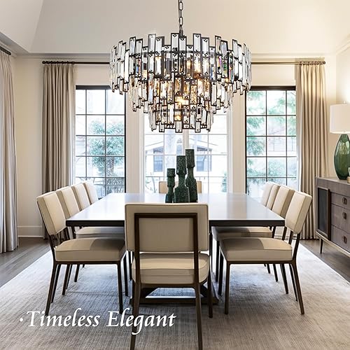 Miniatura 3 de Lámpara de araña moderna de cristal para comedor, dormitorio, vestíbulo, entrada, techo, lámpara colgante de 24.5 pulgadas