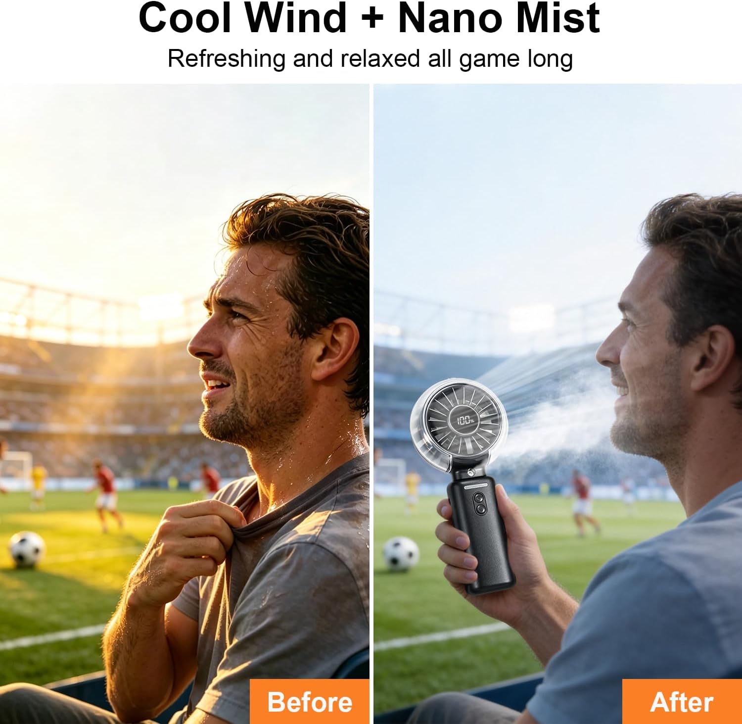 Misting Fan Portable, RAUGEE Personal Handheld Fan with Mist Spray, Foldable Small Water Mist Cooling Fan, Mini Rechargeable Hand Held Mister Fan for Travel Outdoor