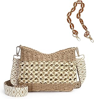 Herald Small Straw Woven Crossbody Bag Shoulder Purse for Women