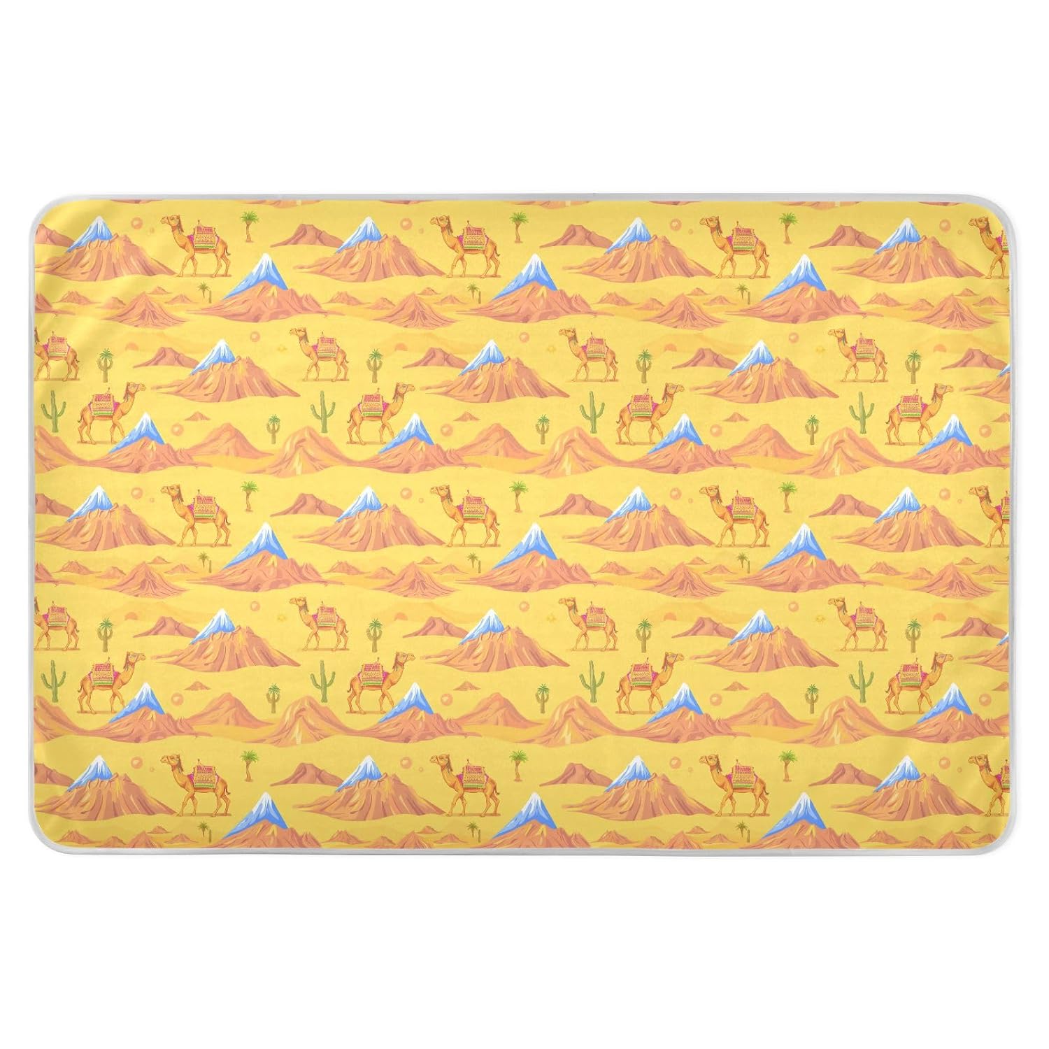 Yellow Desert Camel Extra Large Resuable Changing Pad Covers Highly Absorbent Crib Pee Mattress Pad Machine Washable Cradle Mattress for Toddler Kids, 52" L x 34" W