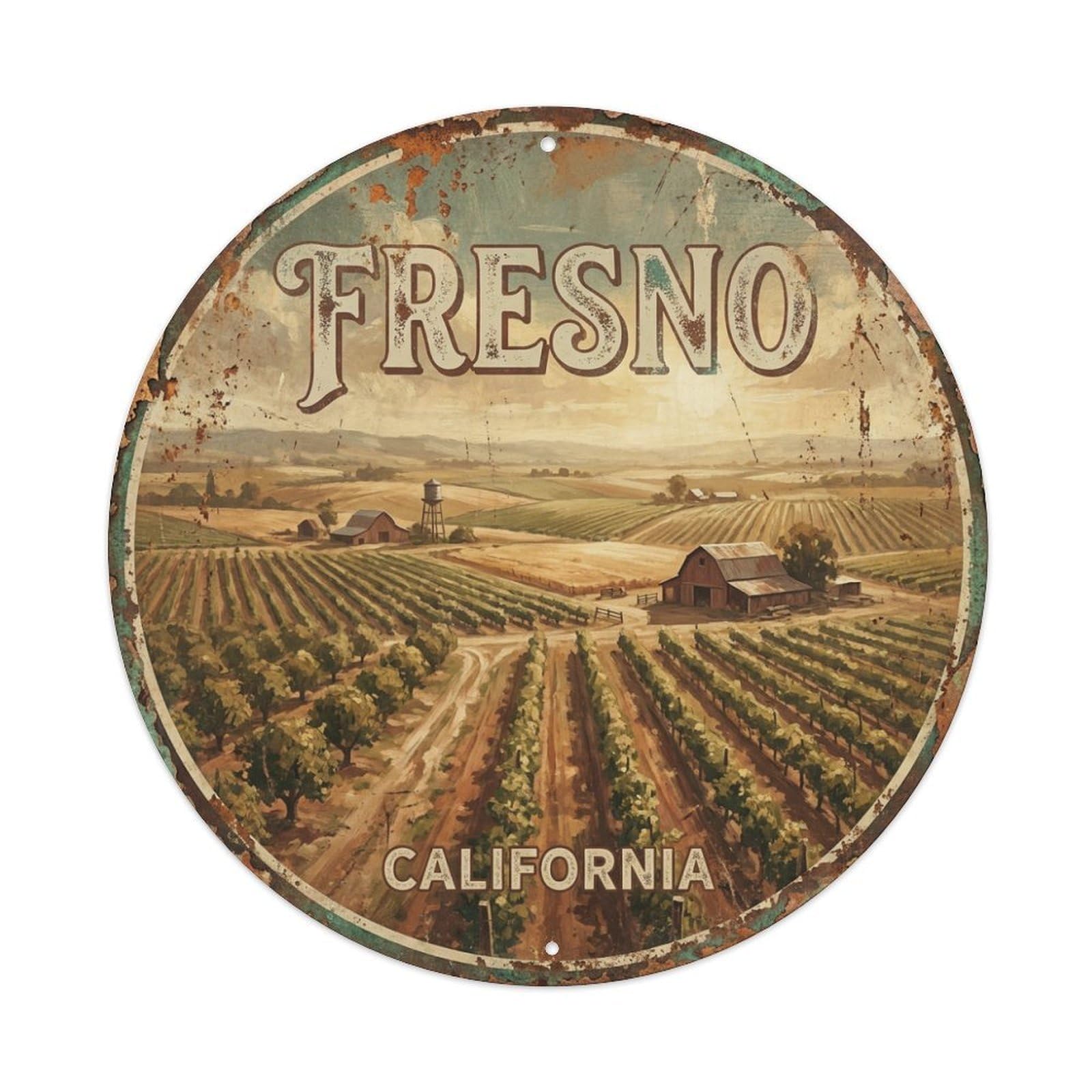 Tgrcjimh Style Metal Tin Sign Retro Travel Usa Fresno