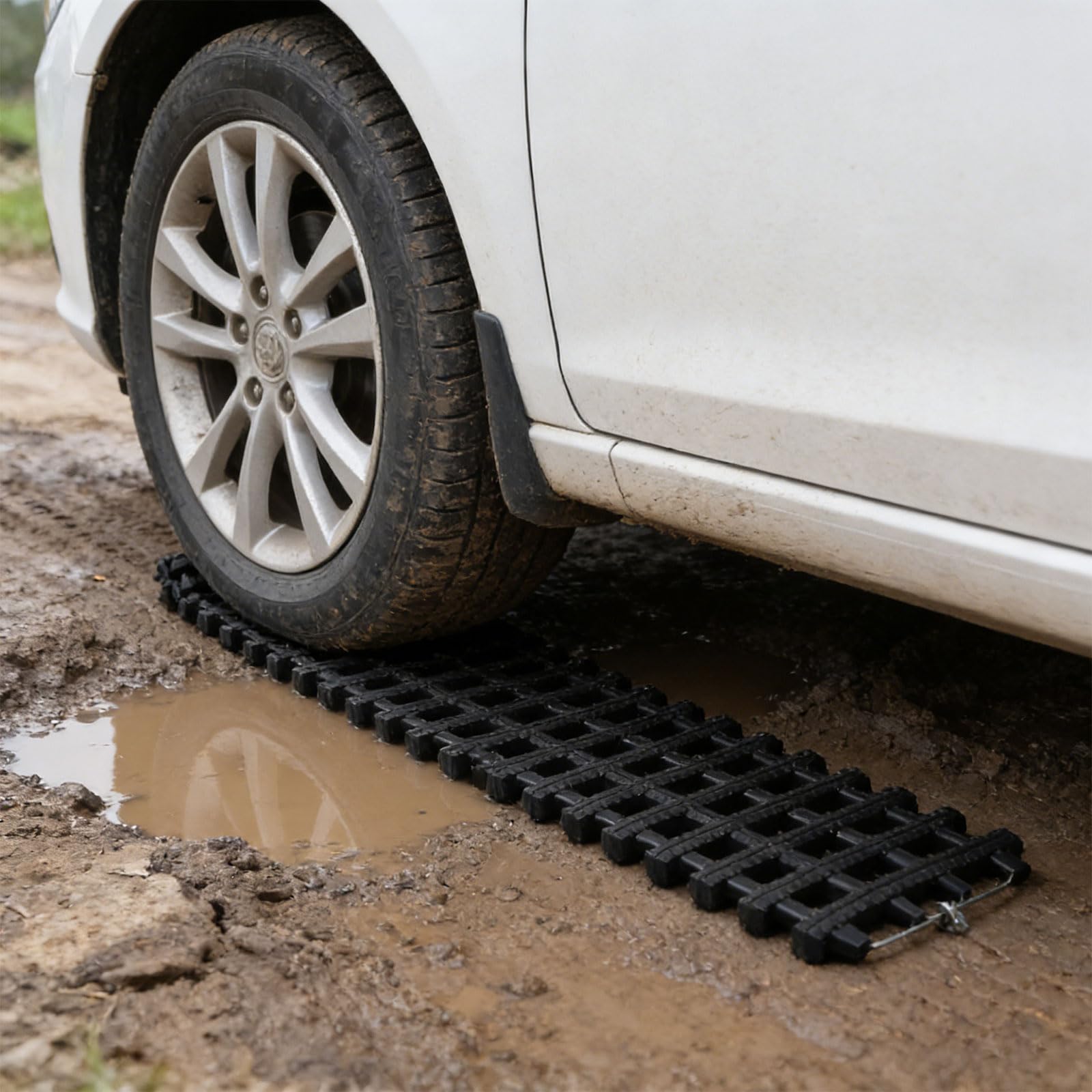 Tappetino antiscivolo per pneumatici auto, 60 cm, alternativa alle catene da neve, installazione senza attrezzi, migliora la presa del veicolo per pioggia, neve e strade fangose
