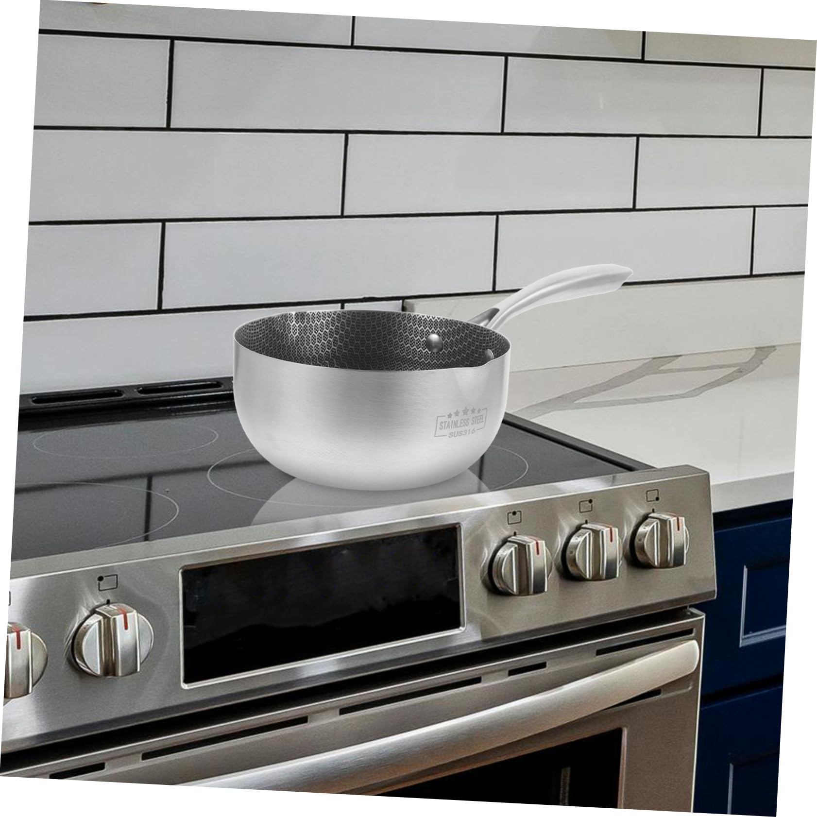 Sartén Antiadherente Pequeña de Acero Inoxidable con Diseño Panal Compatible con Inducción para Huevos Fritos y Cocina Diaria Familias Pequeñas