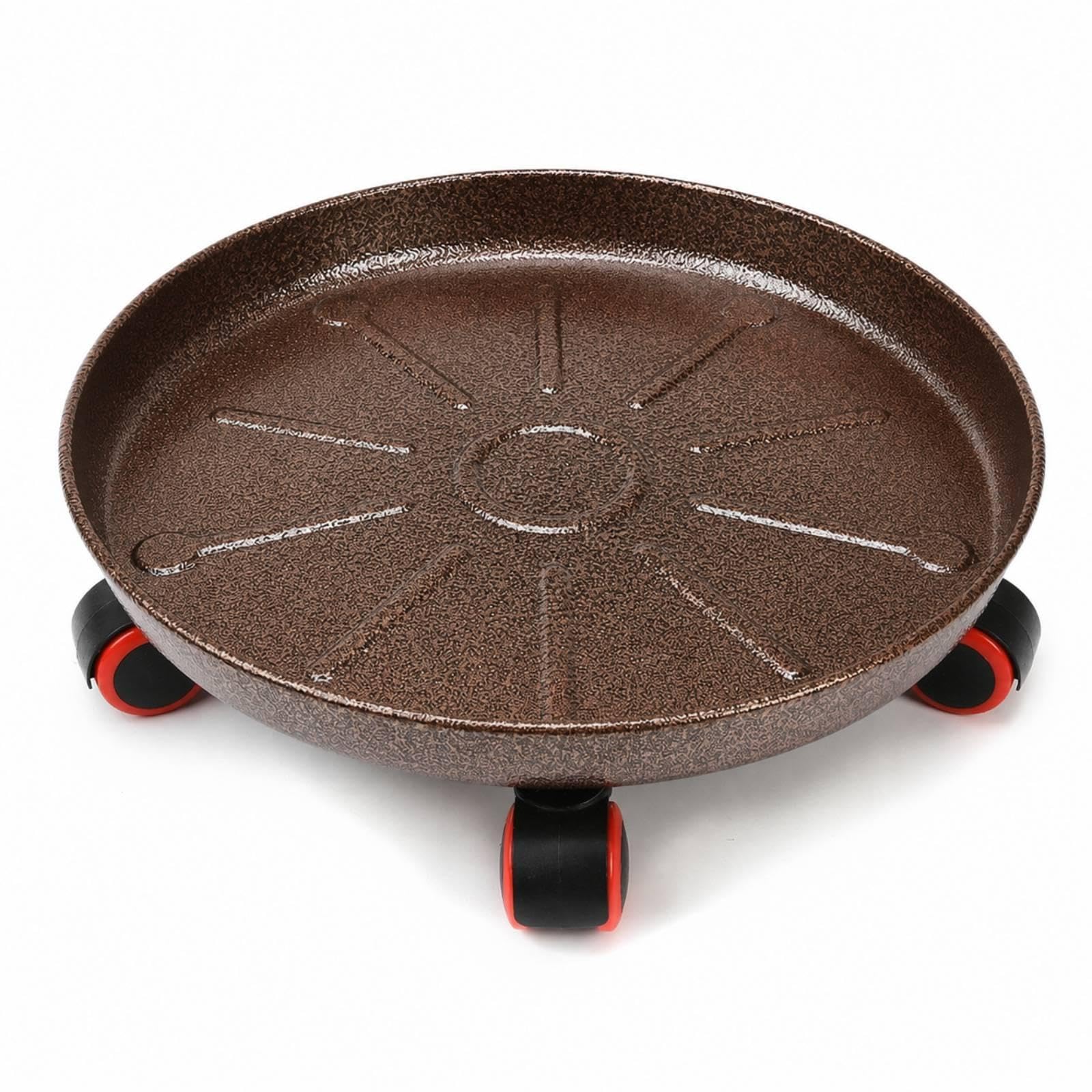 Flower Pot Tray with Rollers Mobile Planter Trolley with Wheels Rolling Planter Base for Gardeners, Patio, Balcony, Greenhouse Bronze 48CM-image-33