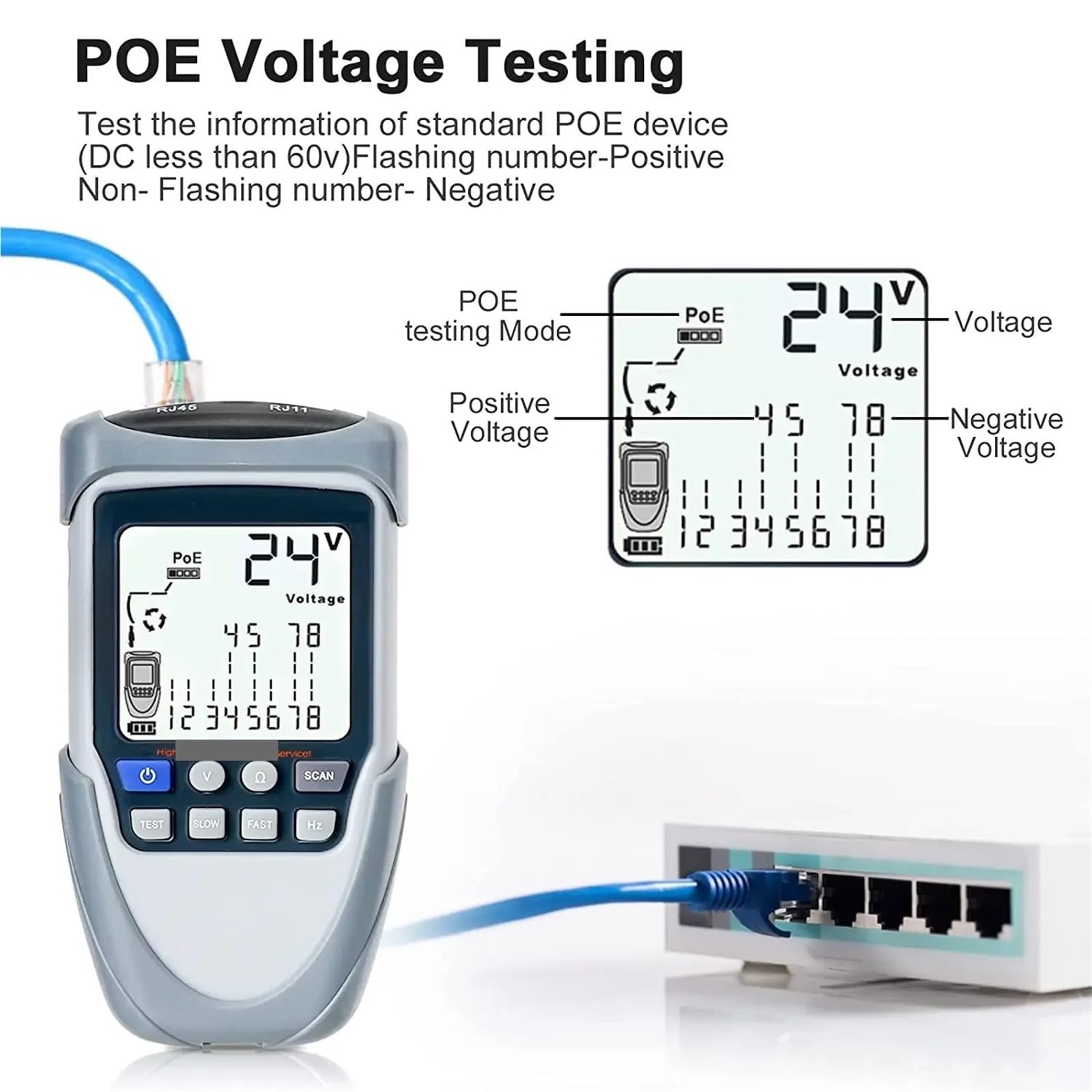 Localizzatore di Cavi, Rilevatore di cavi rete Analizzatore POE Linea telefonica LAN linee Strumento misurazione dei | ET613