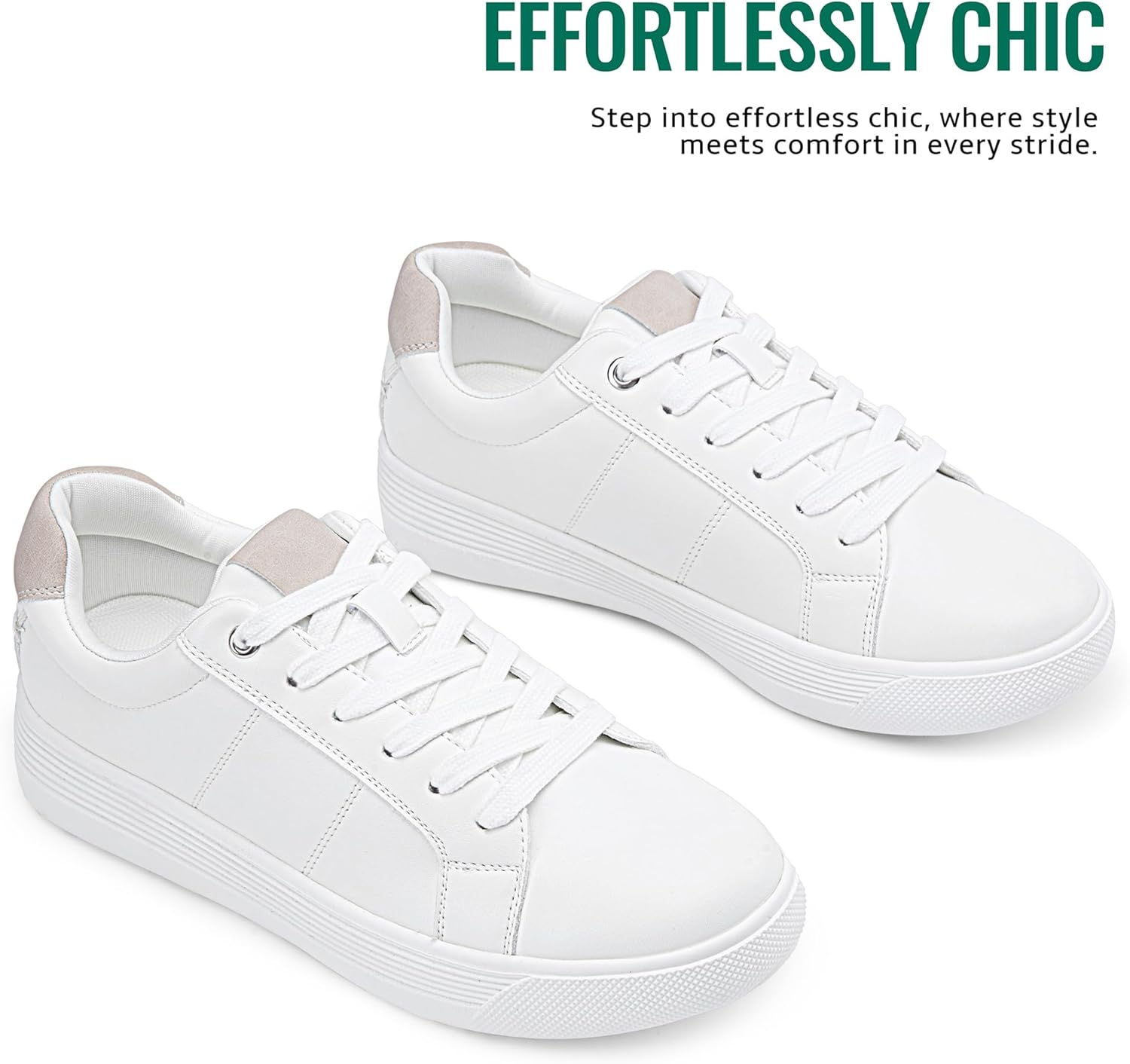 Vepose Women's White Casual Walking Sneakers, Fashion Tennis Low Top Slip On 8013 Shoes - Image 5
