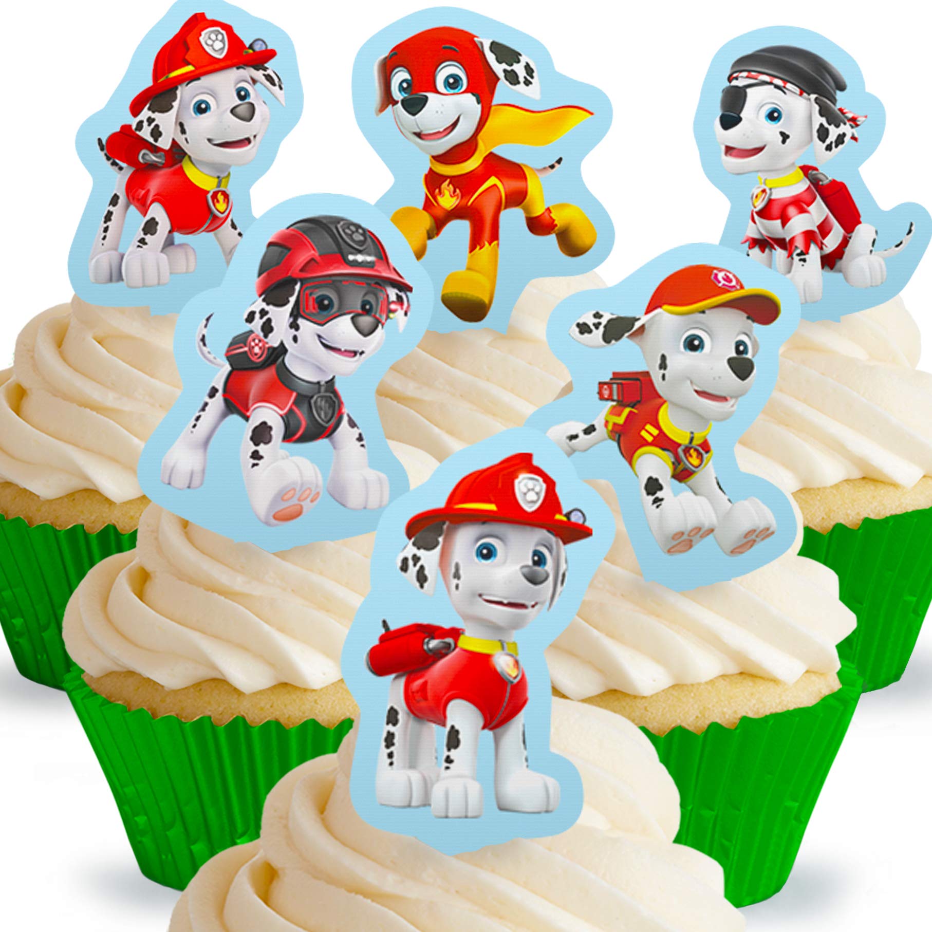 12 x PRE-CUT Paw Patrol Marshall Stand Up Edible Cake Toppers