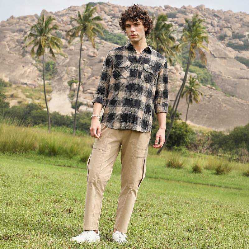 Image of CAHOOT Men's Shirt for Casual Wear | Spread Collar | Long Cuffed Sleeves | Button Closure | Shirt Crafted with Comfort Fit for Everyday Wear