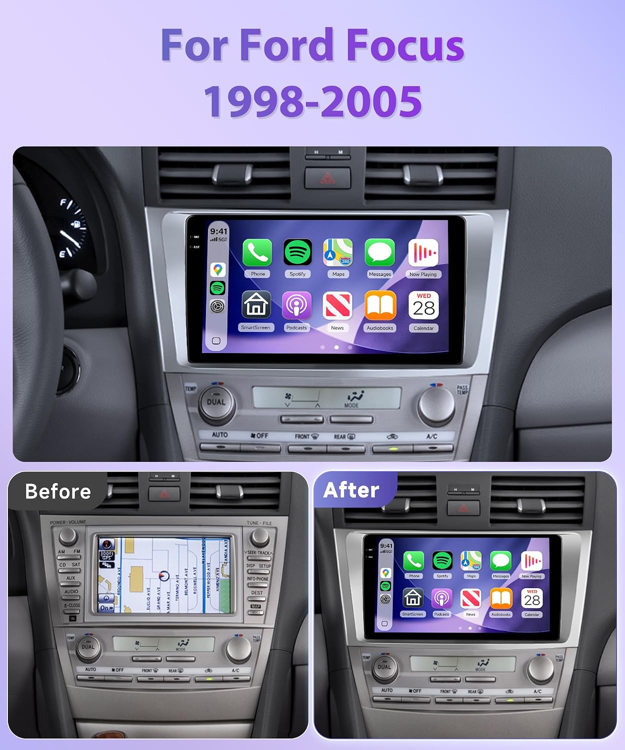 4G+128G Rimoody Android 15 Car Stereo Radio for Toyota Camry 2006-2011 with JBL, Wireless Carplay Android Auto GPS Navigation 5G-WiFi, Bluetooth 5.0 DSP Bluetooth 5.0 FM/RDS Backup Camera