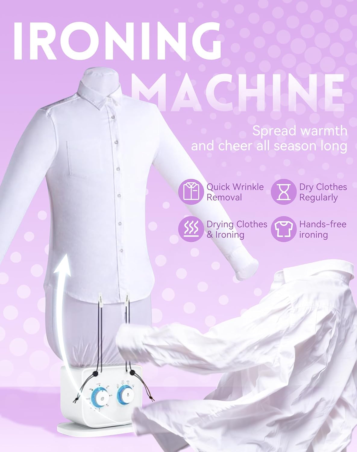 Iron Machine, Clothes Irons, 360° Hands Free Automatic Ironing Garment Machine, 2 In 1 Hot Air Dryer & Iron, Gentle Quick Ironed Dry For Shirts, Pants, Jackets, Shoes (Full Kit)