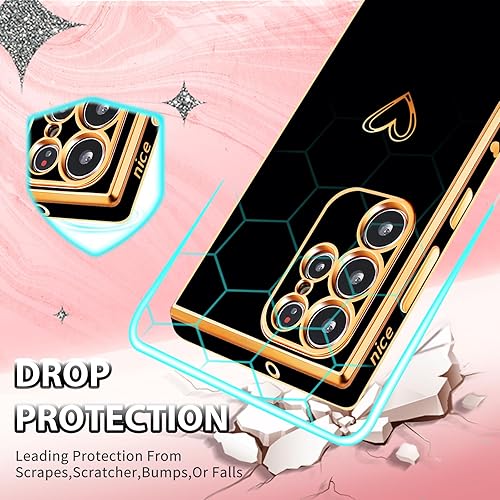 Miniatura 4 de Loheckle Funda para Samsung Galaxy S22 Ultra con diseño de corazones de amor estético con protector de pantalla elegante TPU suave delgada para