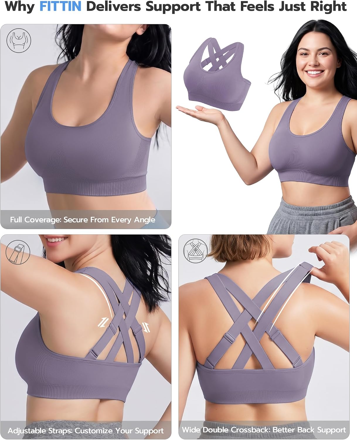 FITTIN Adjustable Sports Bra for Women: Comfort Fit and Support for All Day image 5
