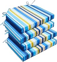 Vista 9 de downluxe - Cojín para asiento, redondo, impermeable, para exteriores e interiores, para patio o jardín, 43 x 41 x 5 cm, amarillo, paquete de 4