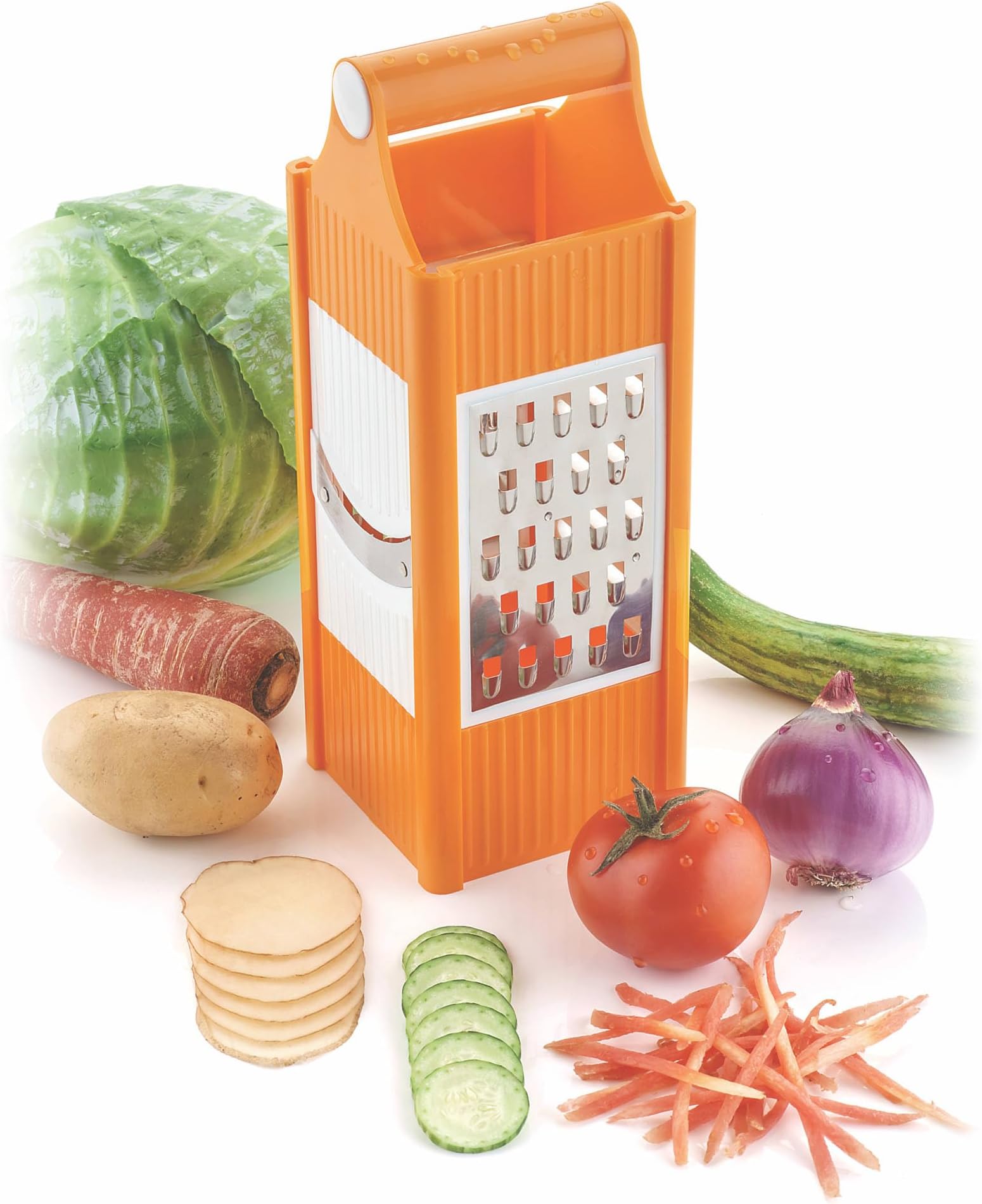AMBA'R 4 in 1 Multi-Functional Vegetable and Fruit Grater, Slicer Chopper with 4 Blades, with Best Food Grade Material Used, Slicer with Sharp Blades, Best for Home and Kitchen Use