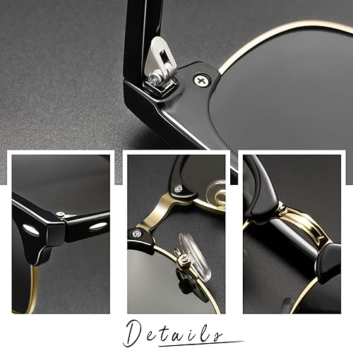 Vista 4 de Joopin - Gafas de sol vintage con marco medio, polarizadas, protección UV, estilo cejas, para mujer y hombre