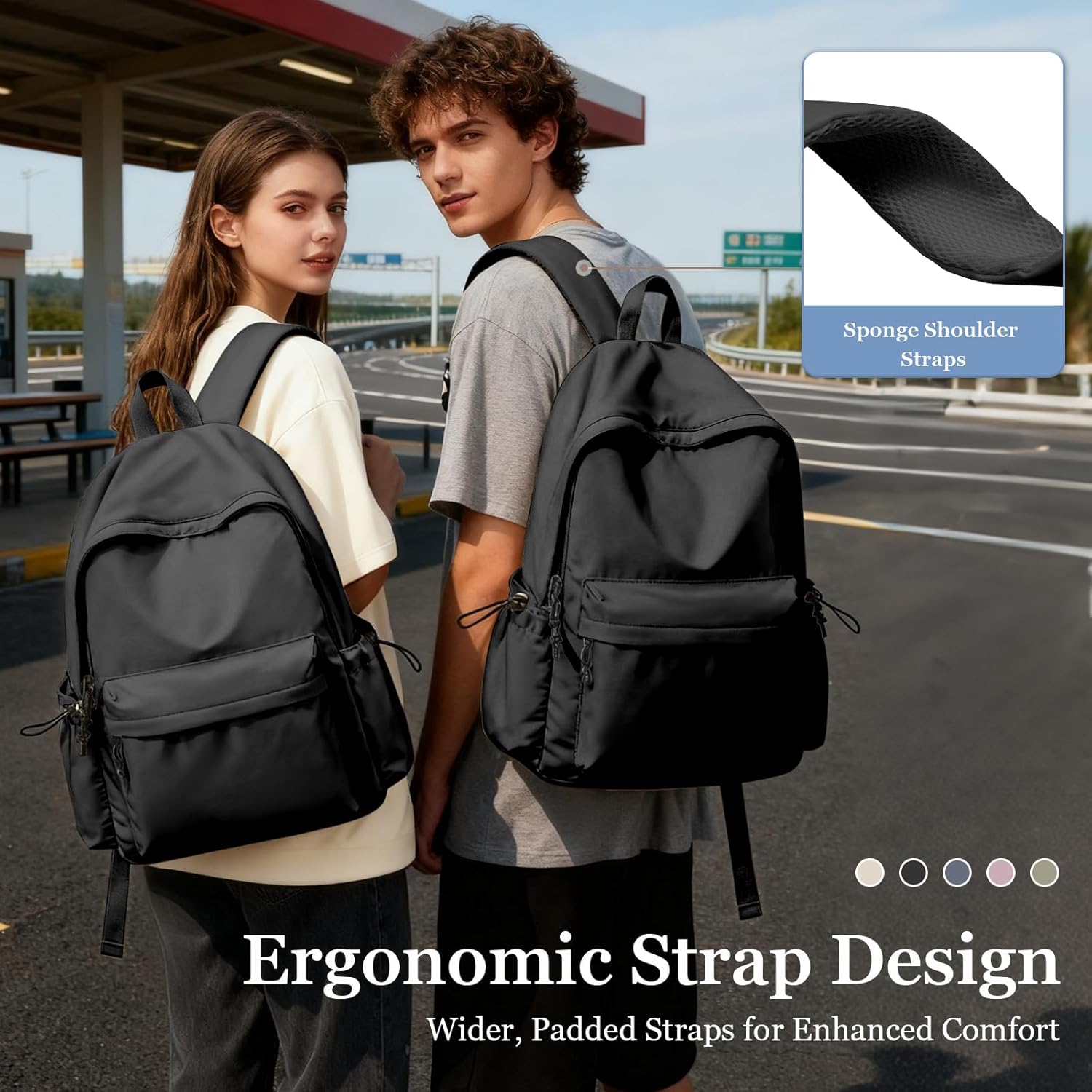 Classic Basic Black Backpack For Women,Waterproof High School Bookbag,Lightweight Casual Travel Daypack,College Backpack Men,Middle School Bag For Girls Boys - Image 6