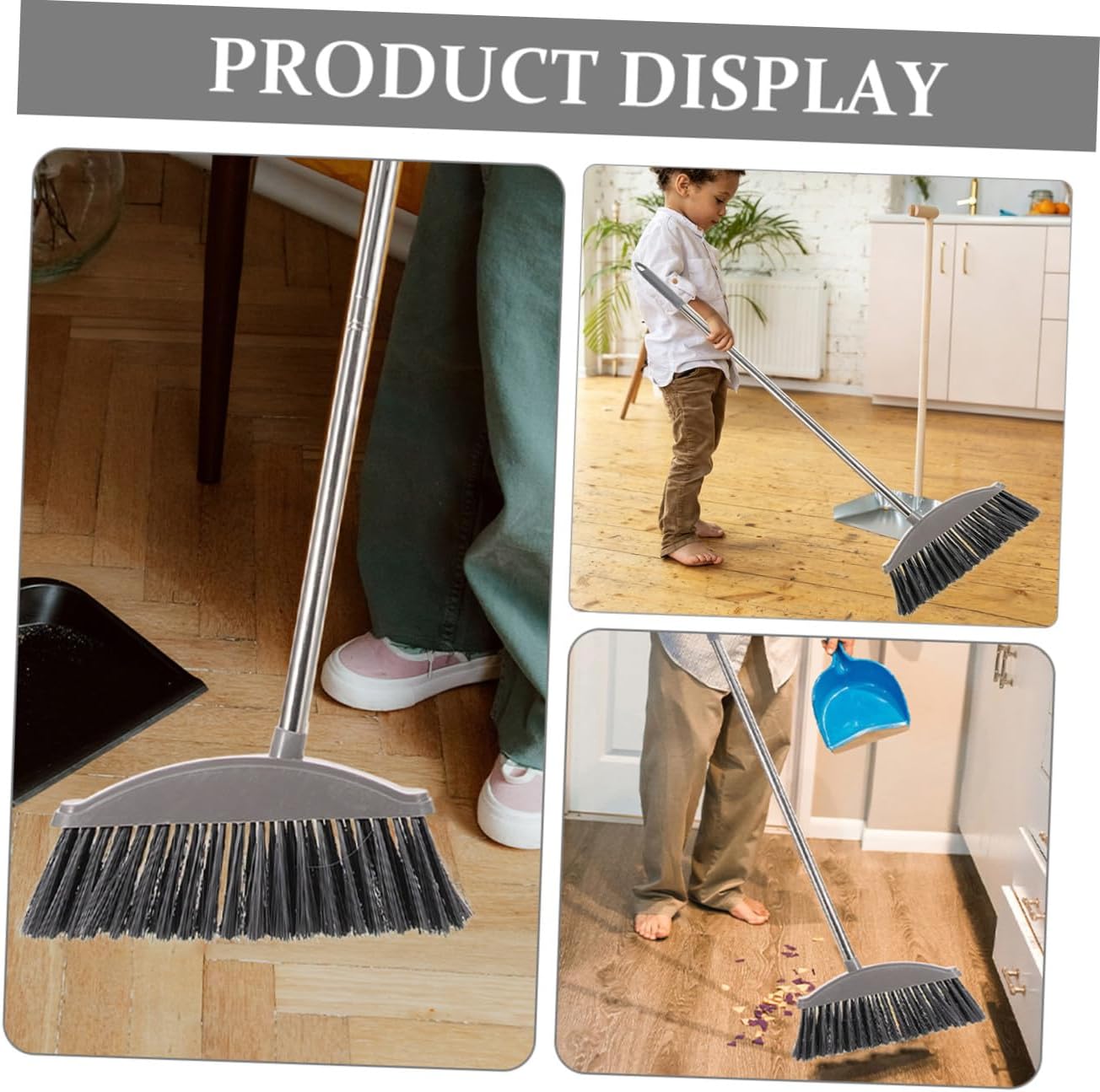 2pcs Heavy Duty Stainless Steel Broom Set for Household Cleaning Long Handle Extra Thick Suitable for Indoor and Outdoor Use Efficient Trash Sweeping