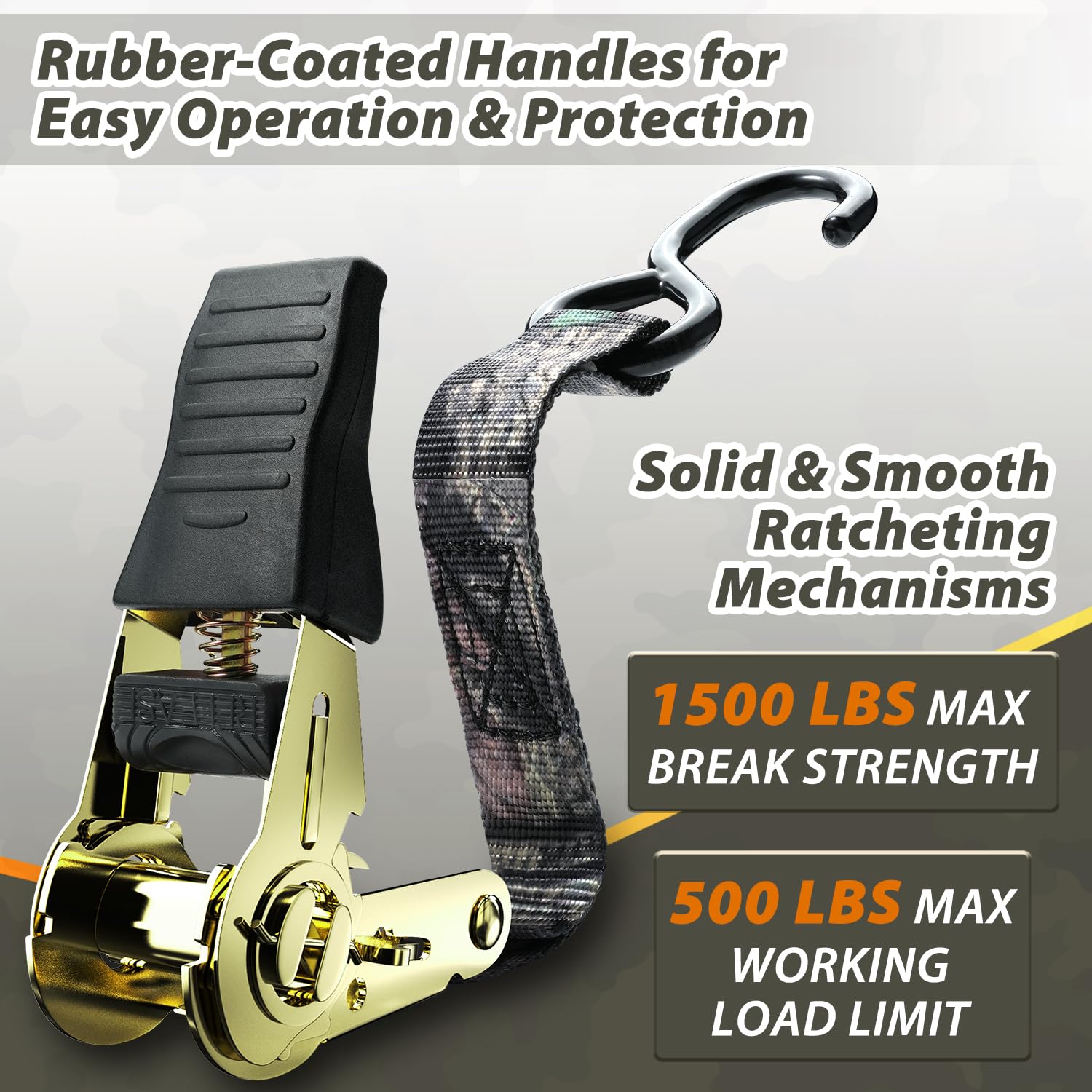 Snapklik.com : Ratchet Tie Down Strap 8-Pack 15 FT - 500 Lbs Load Cap